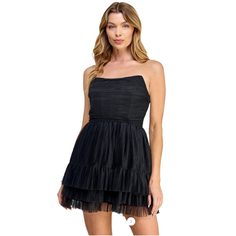 Black Tulle Tiered Layered Mini‎ Dress Whimsigoth Witchcore Ballet Dancercore